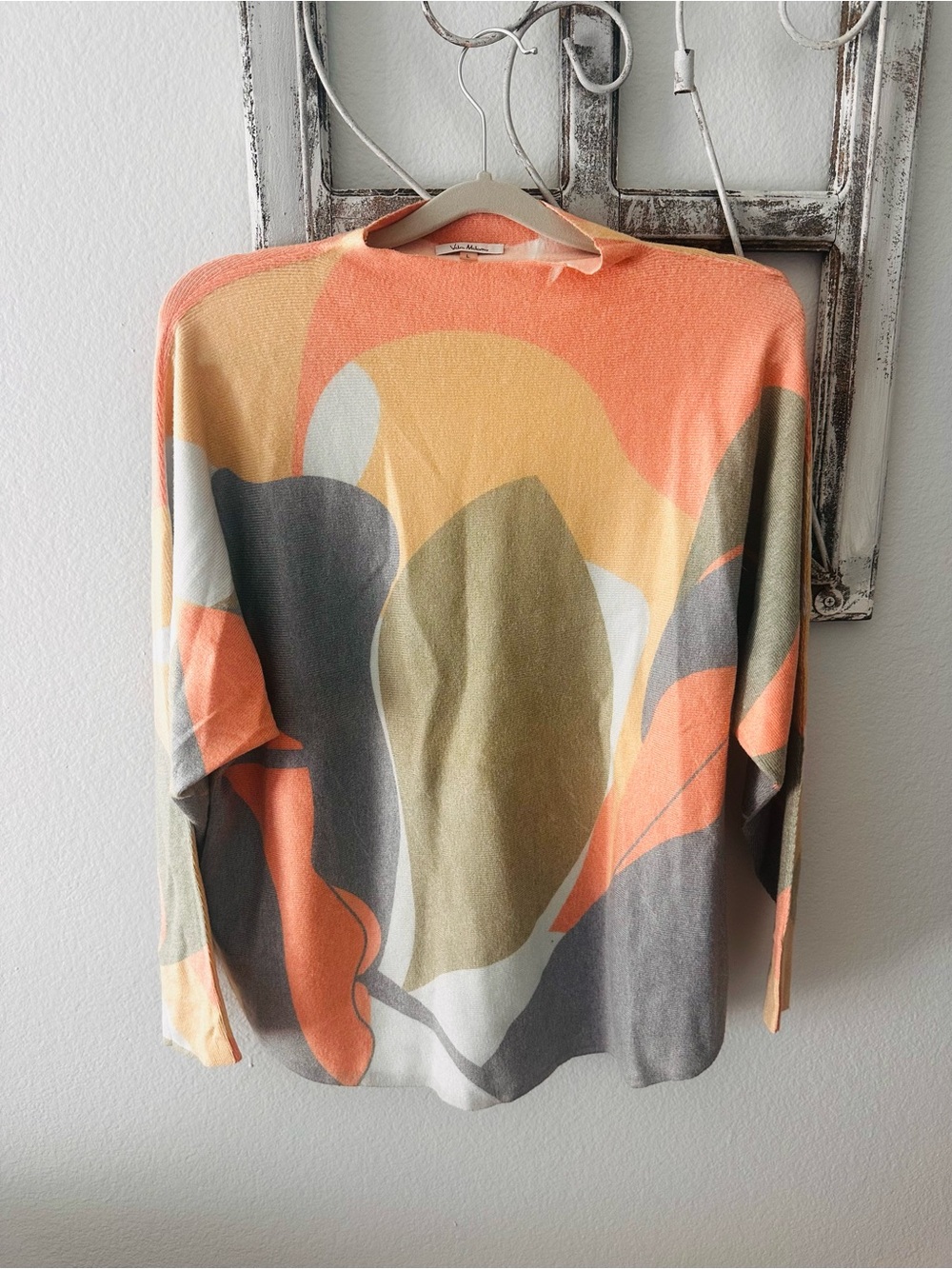 Milano Abstract Pattern Multicolor Women’s Sweater - Orange/Gray/Green